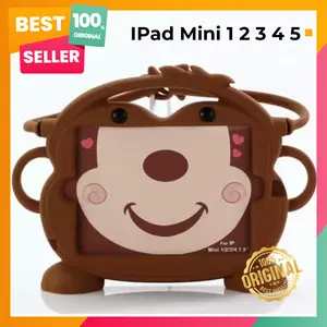 IPad Mini 1 2 3 4 5 Soft Case Casing Cover Anak Kids Karakter Monkey