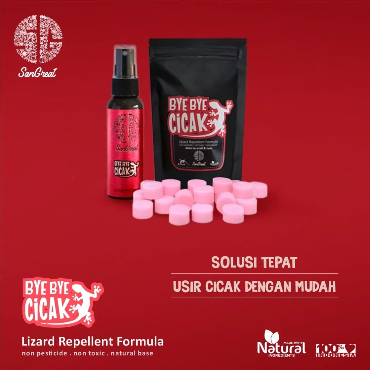 Pengusir Cicak Spray dan Gel 100ml/ Bye Bye Cicak/ Cairan Anti Cicak