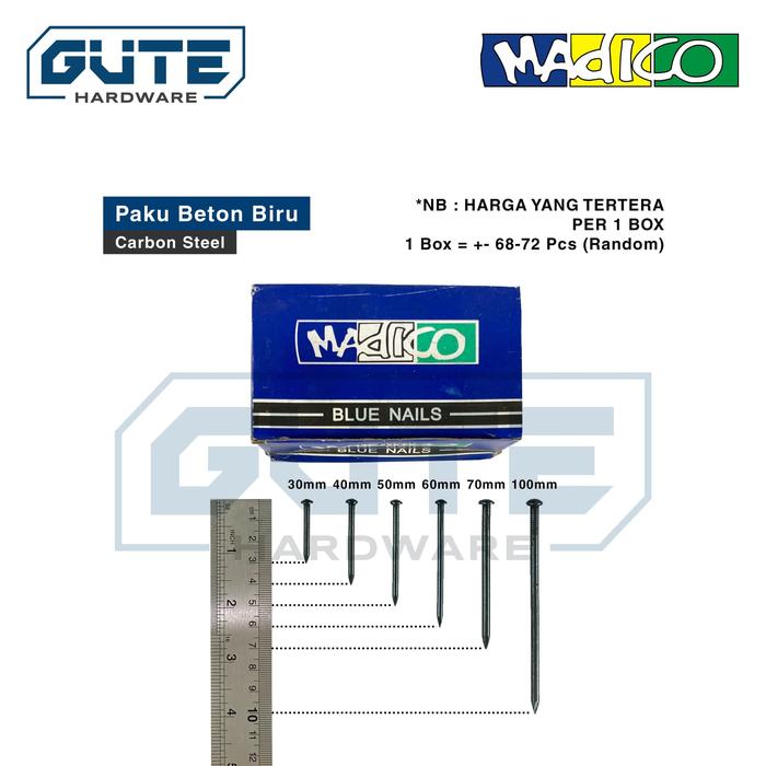 Gambar Paku Beton Biru “Madico” (BOX) Carbon Steel ! Paku Tembok Cor - 100 mm dari Gute Hardware Kota Surabaya Tokopedia