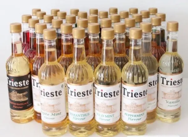 Trieste Lychee Syrup 650mL - Sirup Buah Leci - Sirop Litchi - Sirop Lyche - Sirop Letchi Premium Almond Avocado Banana Brown Fruit Green Lemon Peach Sugar Red 1