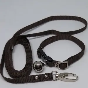 KALUNG + TALI TUNTUN KUCING, KELINCI, MUSANG,ANJING KECIL (COKLAT TUA)