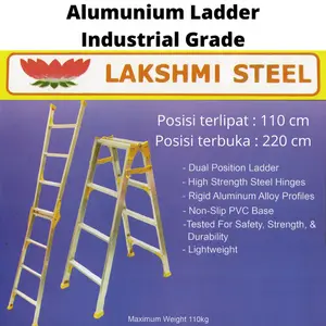 Tangga Lipat Alumunium 110cm 220cm 4 Step Industrial Grade Heavy Duty