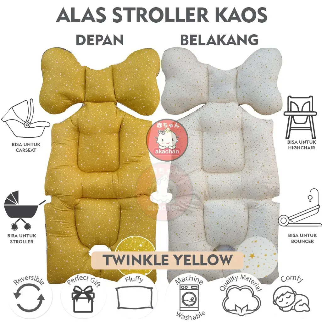 TWINKLE YELLOW KATUN JEPANG ALAS STROLLER AKACHAN