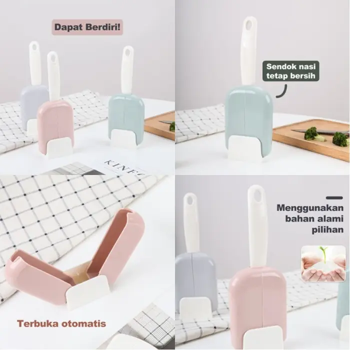 [FaFi] Tempat Sendok Nasi Tutup Otomatis Anti Lengket Anti DebuSendok