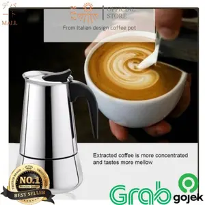 DP Moka Pot Latina Gayo 3 Cup 200ml Stainless Steel