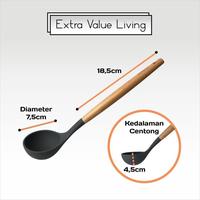 Gambar CYPRUZ Sendok Sayur Silikon Ladle Abu Gagang Kayu EVL-AM-0932-AU-LAD - Hijau dari Extra Value Living Kota Administrasi Jakarta Barat 2 Tokopedia