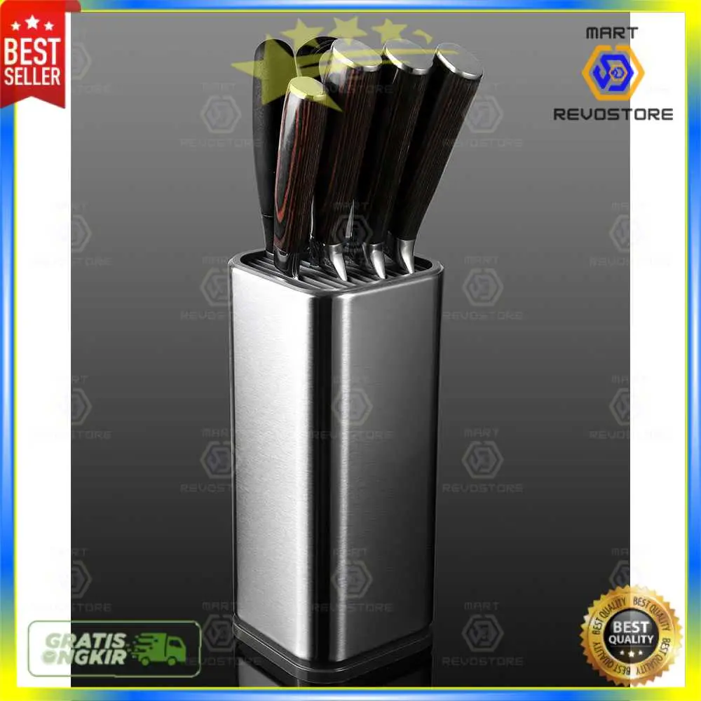 Xituo Tempat Pisau Dapur Stand Tool Knife Holder Stainless Steel + ABS