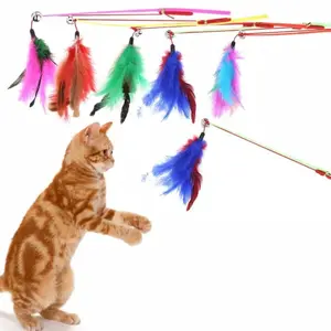 Mainan Kucing " Tongkat Pancing Bulu Ayam s/d 160cm " Cat Toys