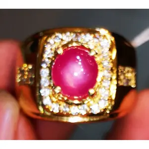 Batu Cincin Natural Ruby Star Burma Serat Faktwa Kristal