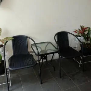 Meja teras / Set meja teras 1meja dan 2 kursi - Cokelat