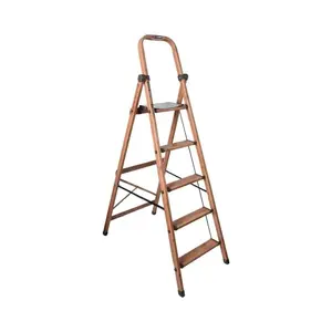 Fixsteps Tangga Aluminium Slim Wood 5 Steps 1.6 Mtr - Cokelat
