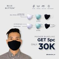Gambar BlueButton 5 Pc Masker Kain 2 Ply Anti Air - earloop black dari BlueButton Kota Cimahi 1 Tokopedia