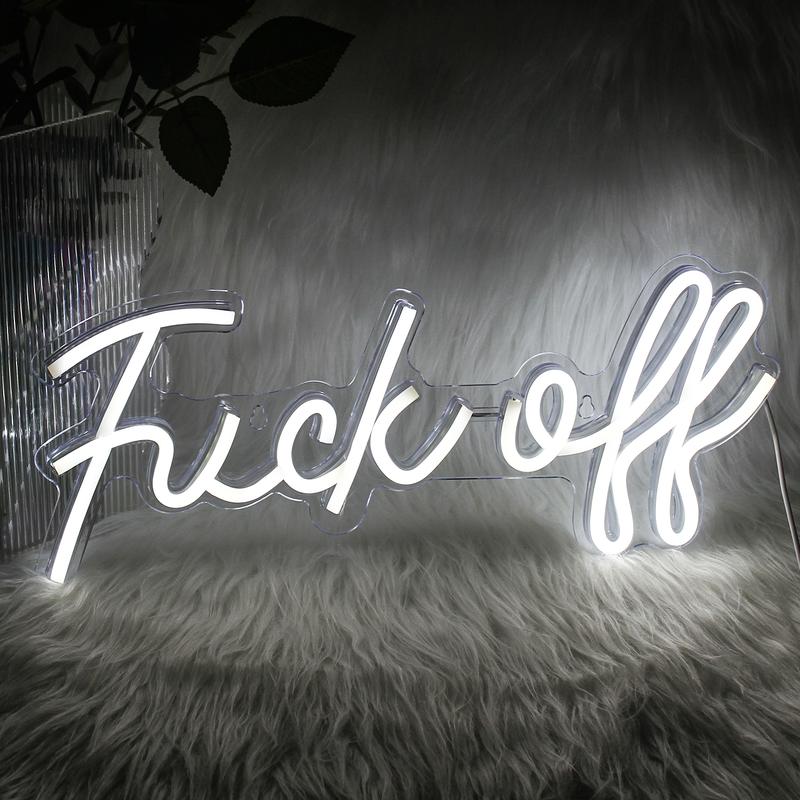 Led Neon Sign Light Super Cool Words Funny Fuck Off Lamp Wall Hanging…
