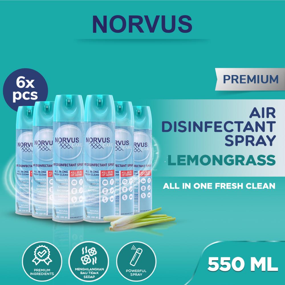 NORVUS - Lemongrass 6x 550ml Air Disinfectant Spray Aerosol - LEMONGRASS 6X 550ML