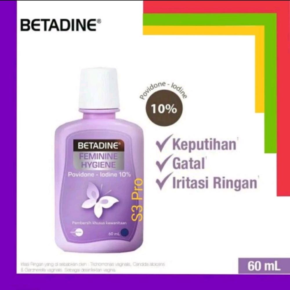 Betadine Feminine Hygiene dengan Povidone-Iodine 10% - 60ml - Kewanitaan, Gatal, Manjakani, Keputihan