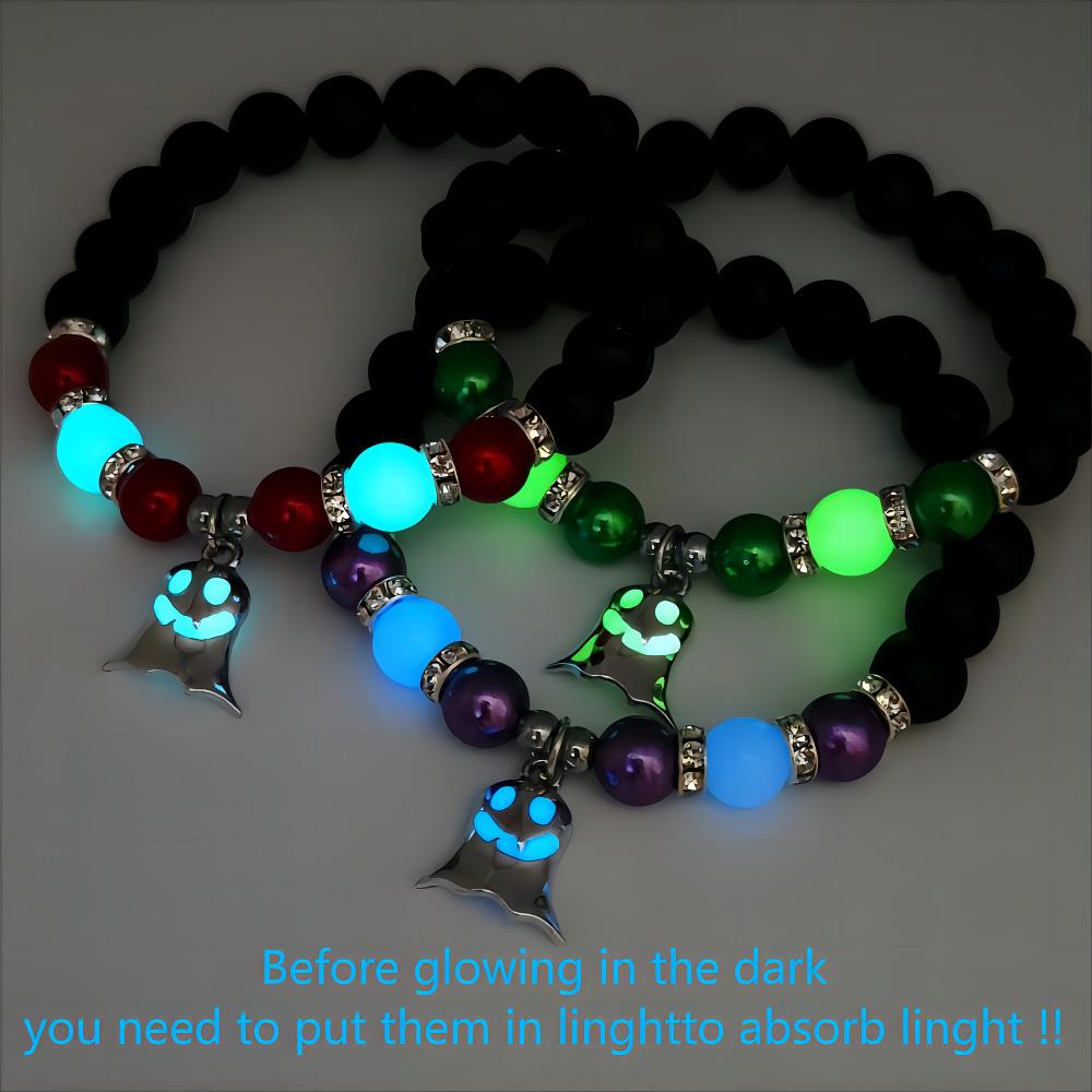Bracciale con perline fantasma luminose per donna Uomo Moda Punk Gioielli che si illuminano al buio_voghion.com