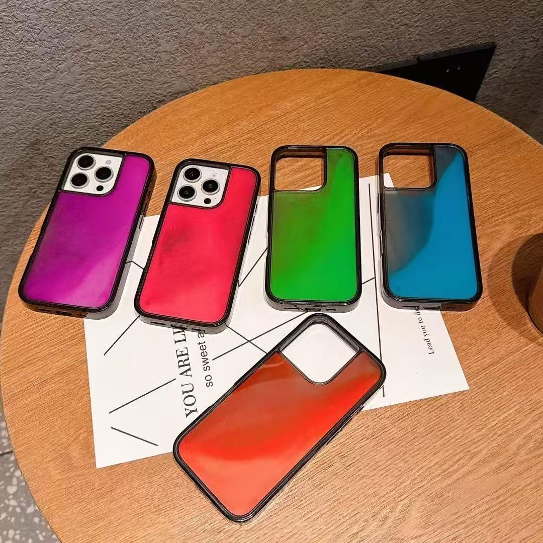 Color Luminous Quicksand 15 Case for iPhone 16 13 14 Pro Max Glow in Dark Liquid Cover Shiny Sparkles Luxury Shell Phone Shields