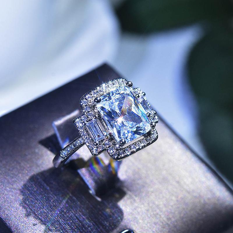 Moissanite ring princess square diamond ring diamond ring female PT95…