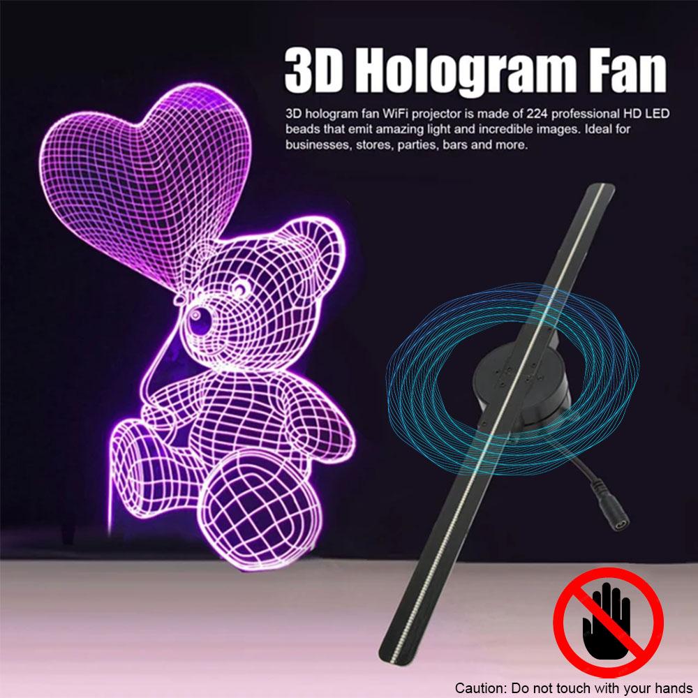 42CM 3D Hologram Fan WiFi 3D Holographic Projector Advertising Display Light HD Holographic Projector for Stores Bars Party Xmas