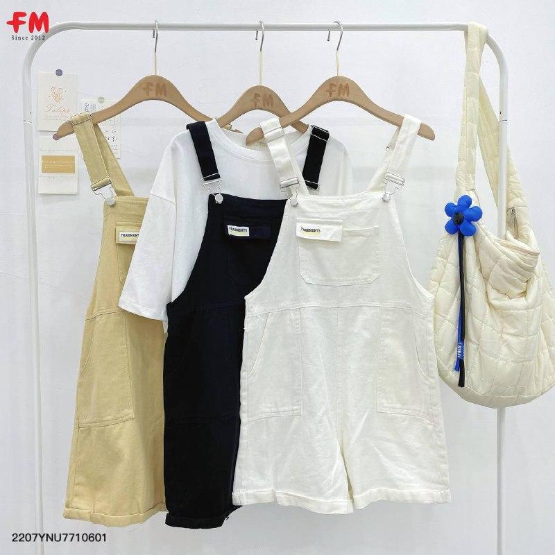 Yếm quần nữ FM Style dáng ngắn ống rộng 3 túi vuông kèm khuy freesize…