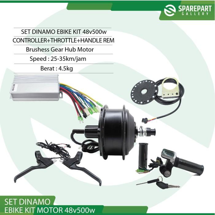 Set Ebike Kit Dinamo motor bldc 48v500w sepeda listrik jeruji 36hole
