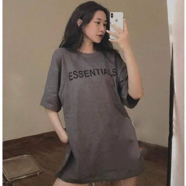 áo thun nữ dáng rộng chũ estential tay lỡ phong cách