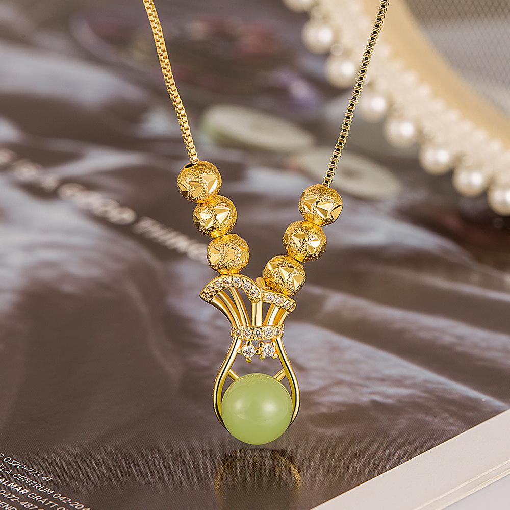 Luxury Lucky Money Bag Beads Pendant Necklace For Women Girls Glamour Elegant Necklace Jewelry Gifts_voghion.com
