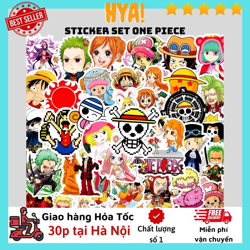 One Piece Sticker set dán mũ bảo hiểm chống nước, trang trí laptop, đ…