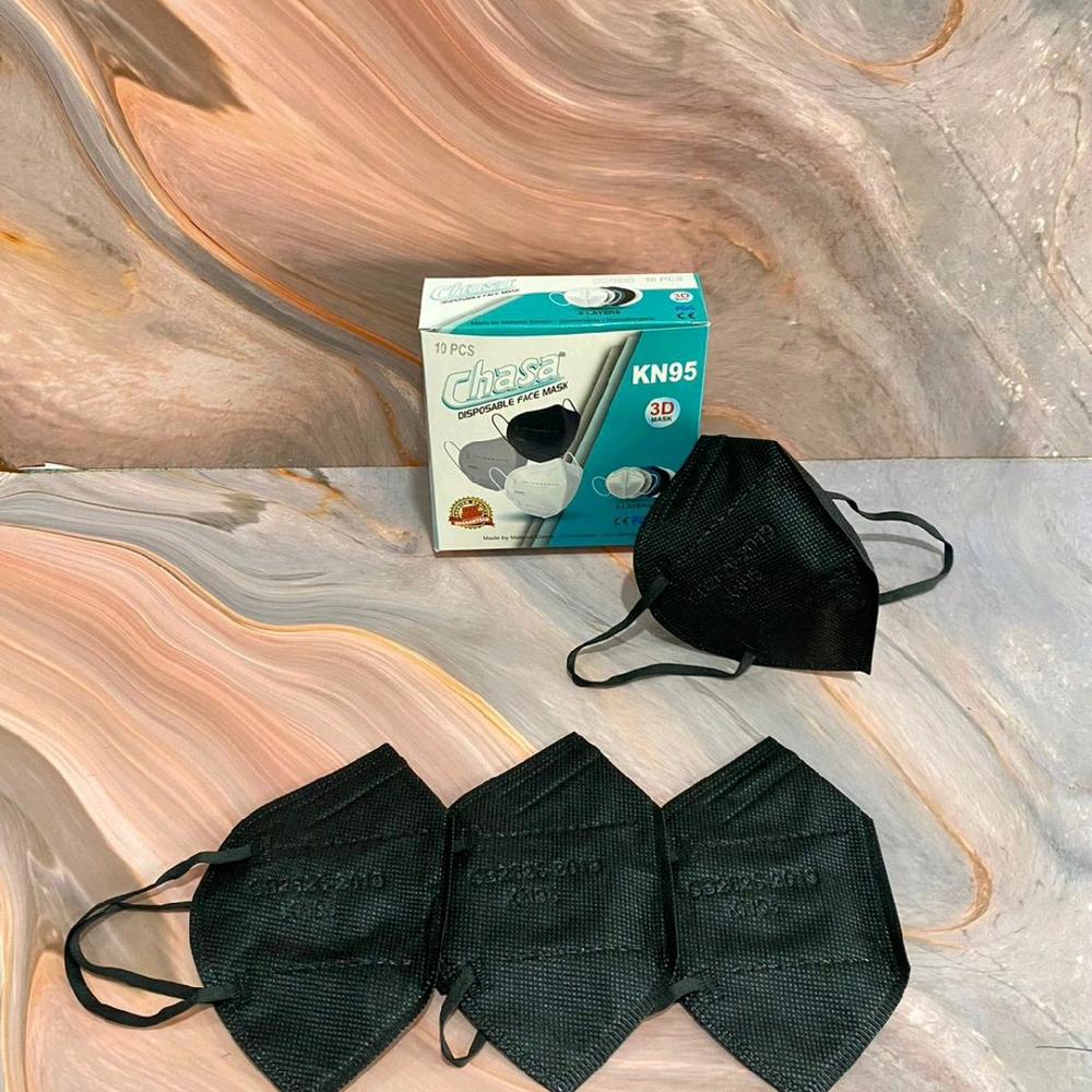 Masker Kn95 Chasa Warna Hitam Isi 10 Pcs Earloop