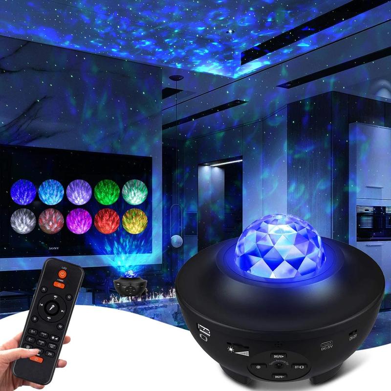 LED Star Ocean Wave Projector Night Light Galaxy Starry Sky Projector…