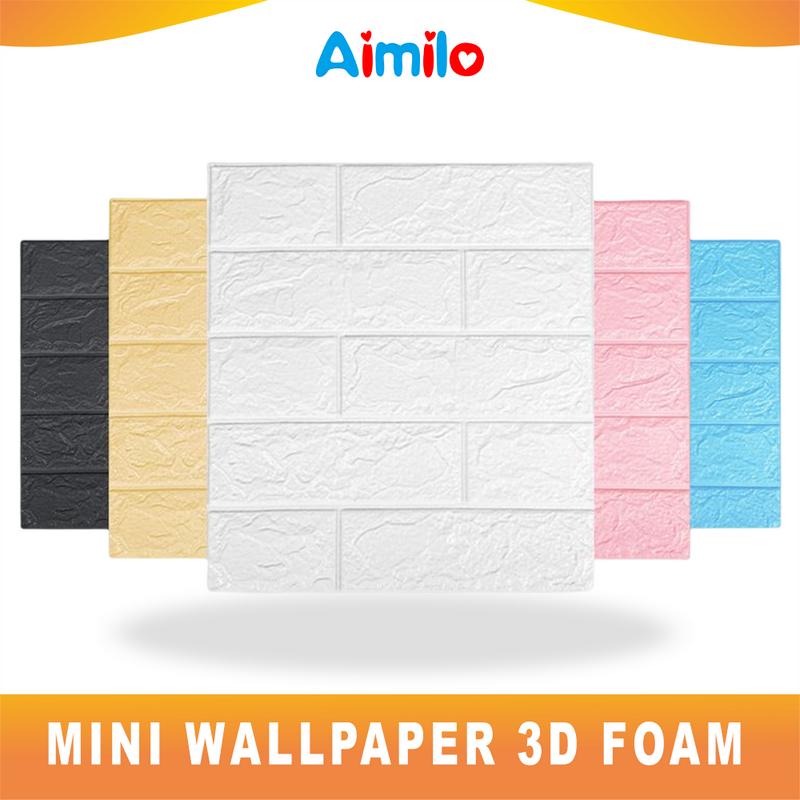 Aimilo Mini Wallpaper Dinding Foam 3D / Stiker Wallpaper Dinding Deko…