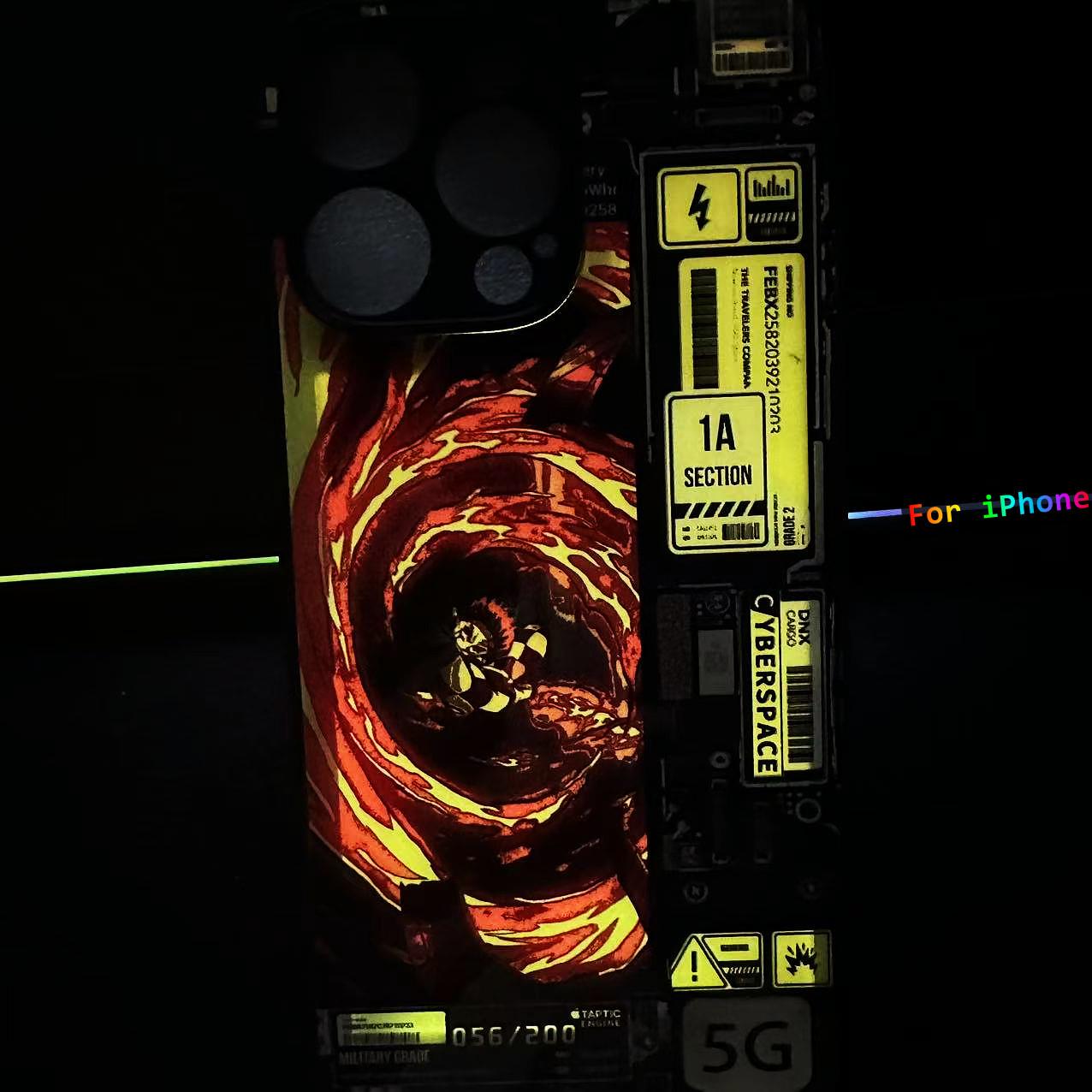 Cool Anime Demon LED Phone Cover Coque For iPhone 14 13 12 11 Pro XS Max 7 8 15 Plus Se2 XR Night Light  Luminous Flash Case