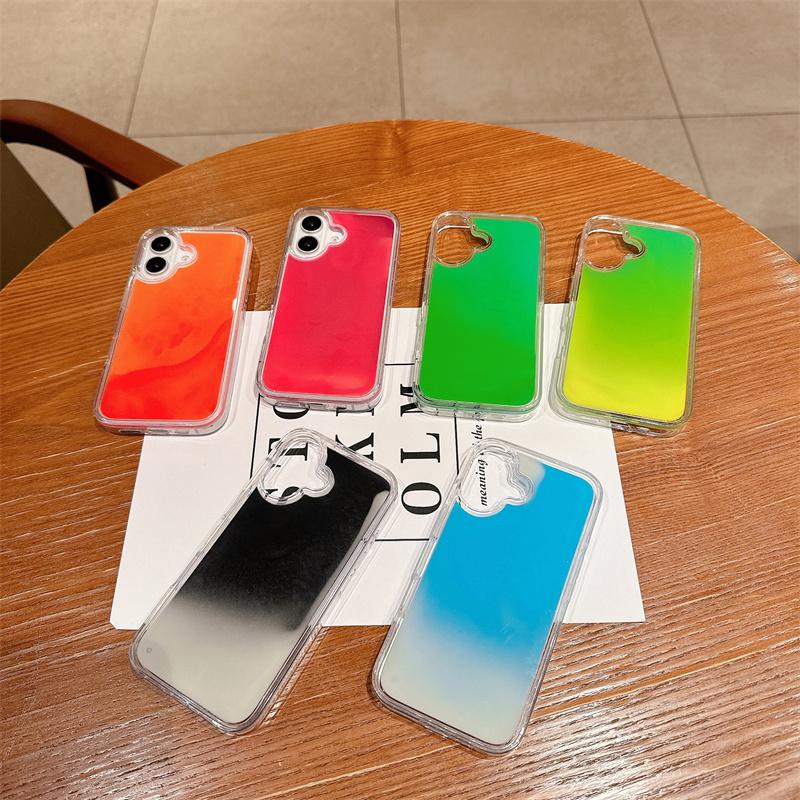 Floating Luminous Quicksand Phone Case for IPhone 14 15 16 Pro Max 13 Cover Dark Glow Gloss Liquid Glitter Shell Hard Coque Girl