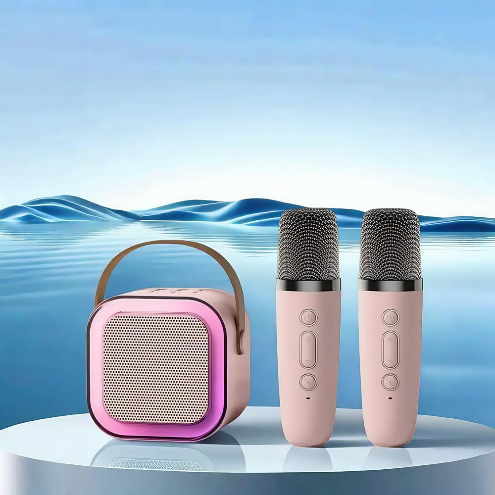 Bluetooth K12 Karaoke Machine Portable 5.3 PA Speaker System with 1-2 Wireless Microphones Home Family Singing Children's Gifts