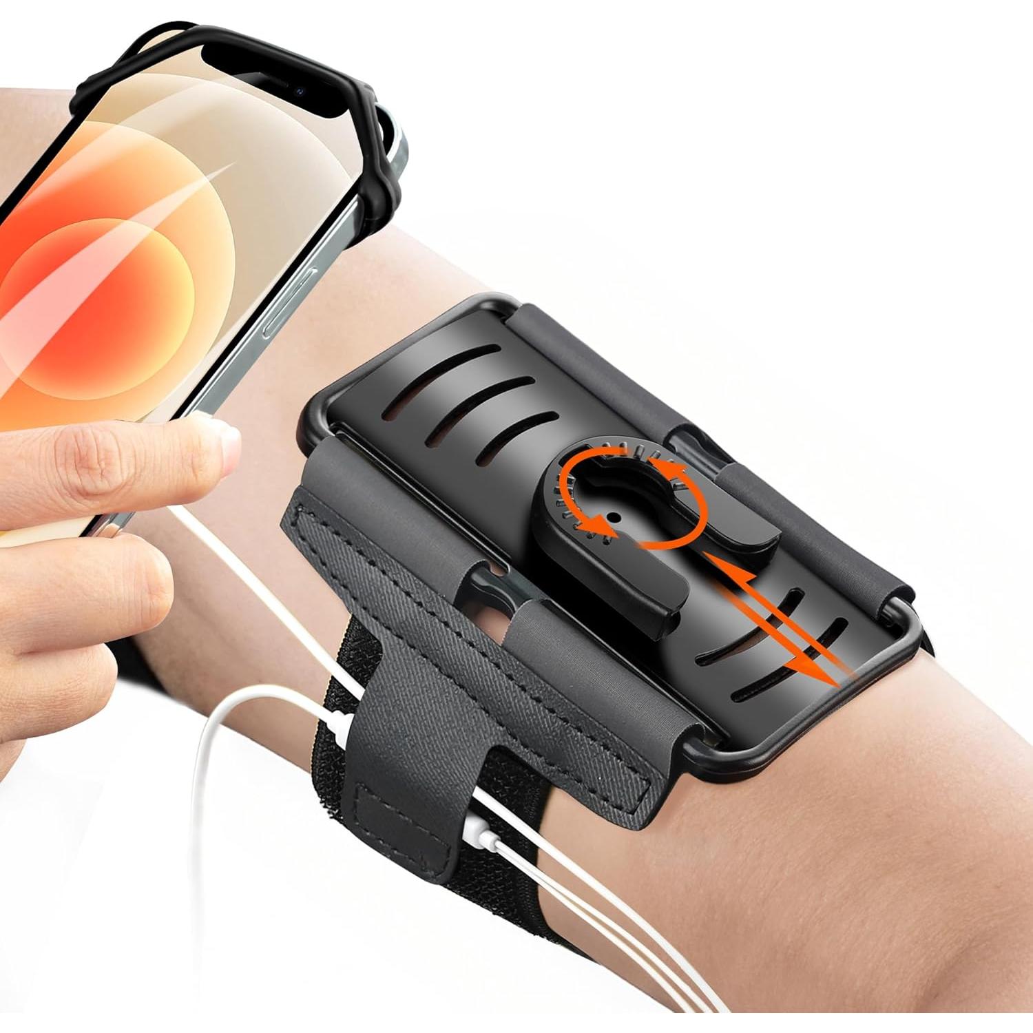 Cell Phone Running Armband - Detachable & 360° Rotatable Universal Cellphone Arm Band for iPhone 16 15 14 13 12 Pro Max Plus Samsung Galaxy Note S24 S23 for Workout Exercising Walking Jogging
