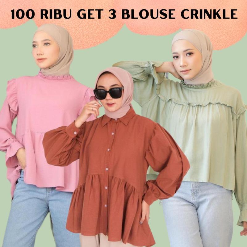112RIBU GET 3PCS BLOUSE CRINKLE