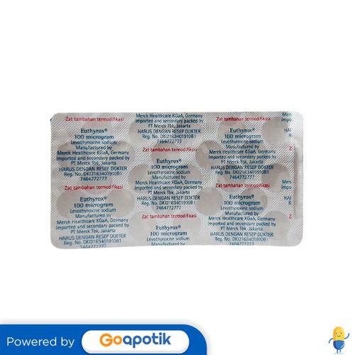 EUTHYROX 100 MCG BLISTER 25 TABLET / HIPOTIROID