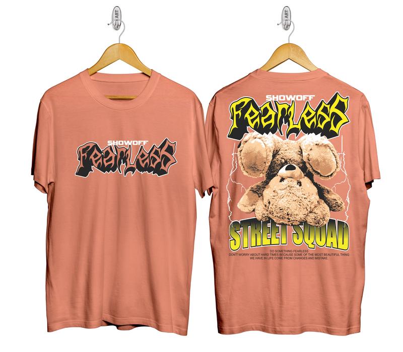KAOS DISTRO PANDA BERUANG BEAR WARNA HITAM DAN SALEM UNISEX PRIA WANI…