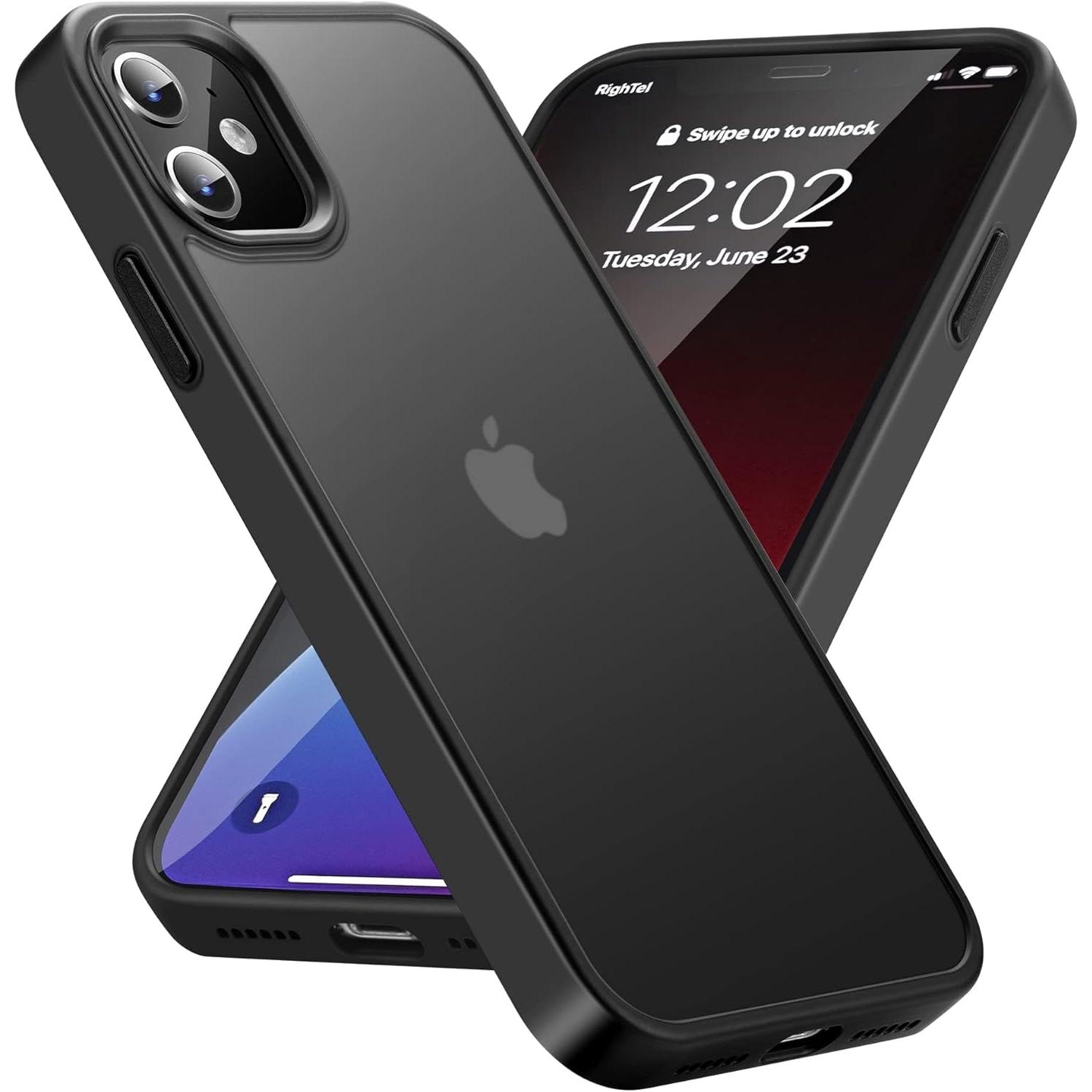 for iPhone 11 Phone Case, Shockproof for iPhone 11 Case, Military Grade Drop Protection, Protective Hard Back Slim Translucent Case for iPhone 11 6.1'', Frosted Black