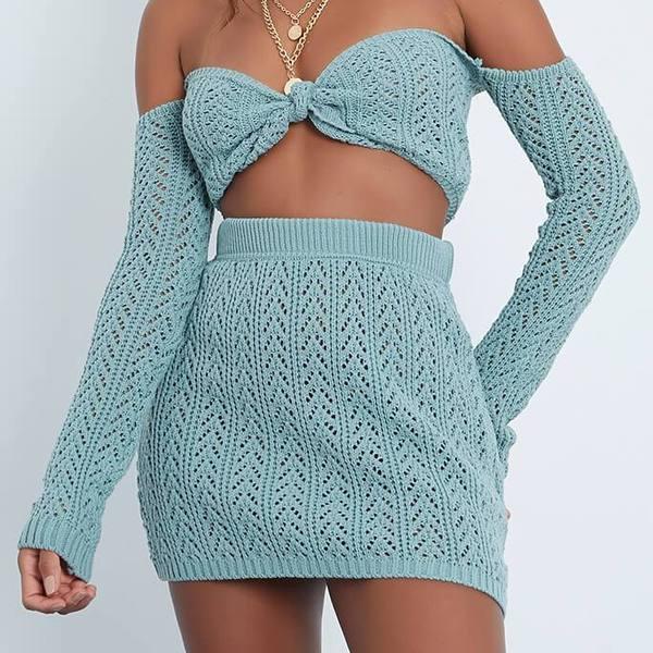 Sage Crochet Mini Skirt