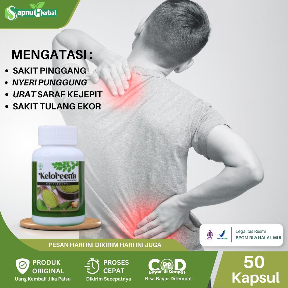 Keloreena Obat Sakit Pinggang, Saraf Kejepit, Syaraf Kejepit, Nyeri Tulang Belakang, Sakit Bokong Sampai Kaki, Encok, Sering Kesemutan, Sulit Jalan Lumpuh, Rematik, Sakit Punggung, Nyeri Pinggul, Nyer