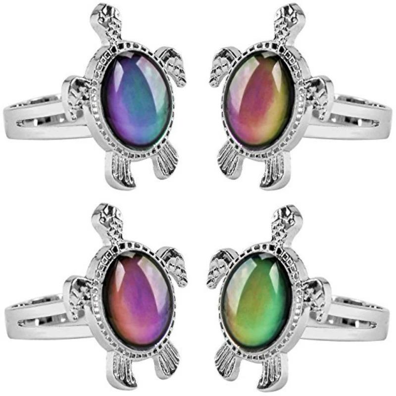 Trendy Tortoise Mood Ring Color Change Mood Ring Adjustable Emotion Feeling Changeable Temperature Ring 1PC Dropshipping Gift-CoolChinaGoods