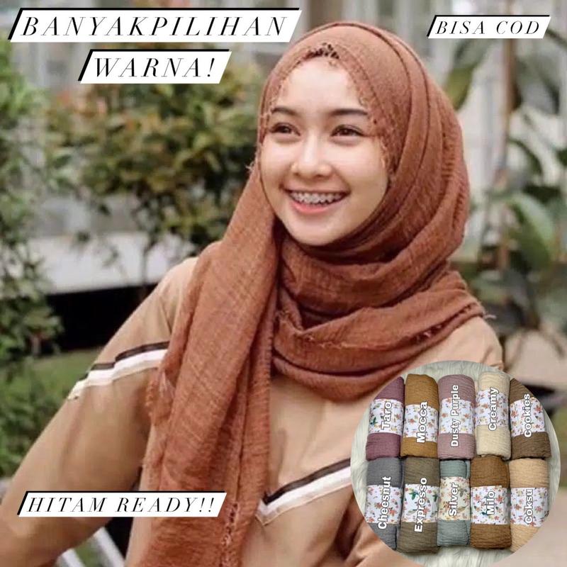 HITAM READY || PASHMINA CRINCKLE PREMIUM