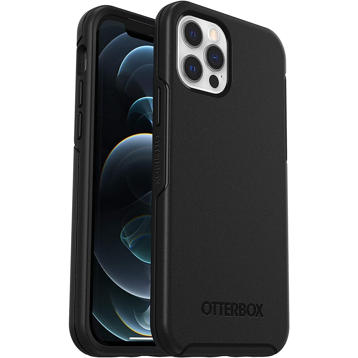 OtterBox iPhone 12 & iPhone 12 Pro Symmetry Series Case - Black, Ultra-Sleek, Wireless Charging Compatible, Raised Edges Protect Camera & Screen