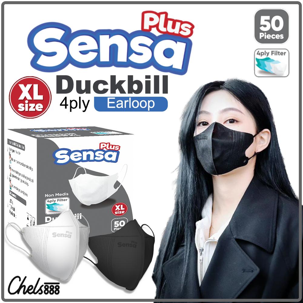 Masker Duckbill Sensa Plus Earloop 4ply XL isi 50 pcs - Db ear xl putih