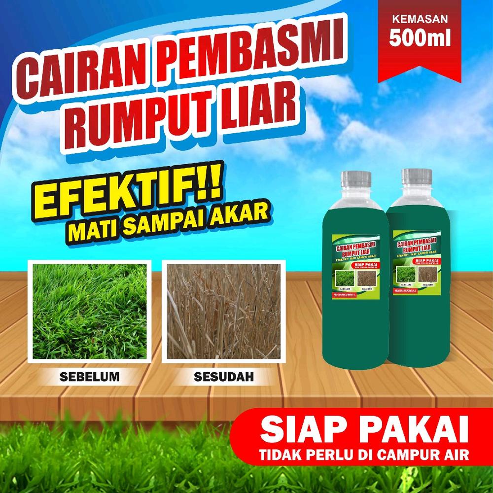 Cairan Pembasmi Rumput Liar Ampuh 100% mati sampai akarny kemasan botol PET 500 ml pemba s - -, -