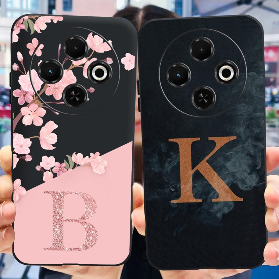 For Tecno Spark 30C Case kl5 kl5n Shockproof Cover Fashion Flower Letters Soft Silicone TPU Phone Cases For Tecno Spark30C Funda