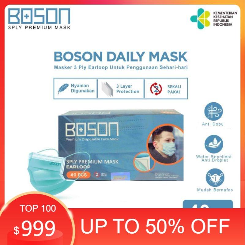 Masker BOSON earloop - 3ply - 40pcs - disposable face