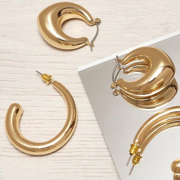 Gold Long Hoop Earrings - Two Pack