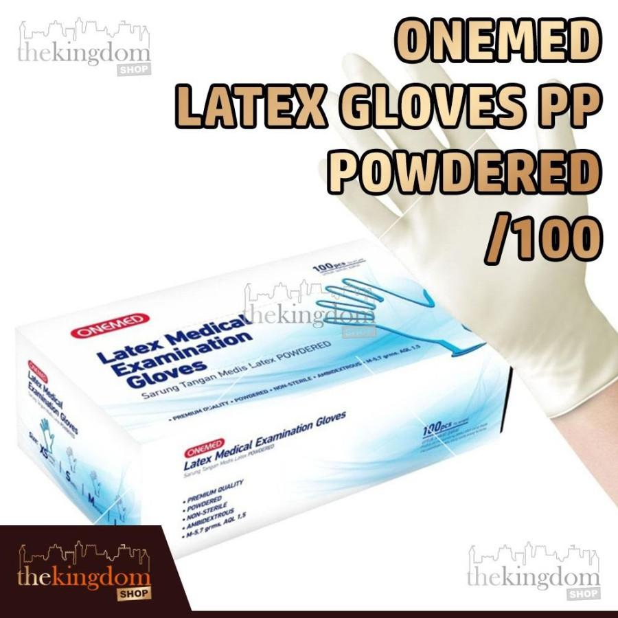 Onemed Latex Gloves PP /100 Gloves Sarung Tangan Disposable Handscoon Powdered - Small, Packing Plastik